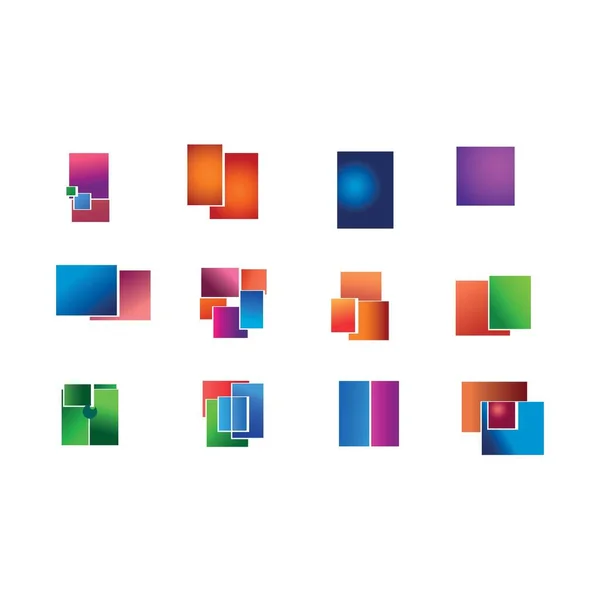 Zestaw Abstrakcyjnych Kwadratowych Kolorowych Logo Technologii Biznesowej Wektor Projektowania — Wektor stockowy