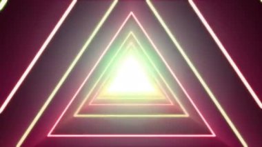 Neon stok video görüntüleriyle soyut arkaplan döngüsü parlak üçgen