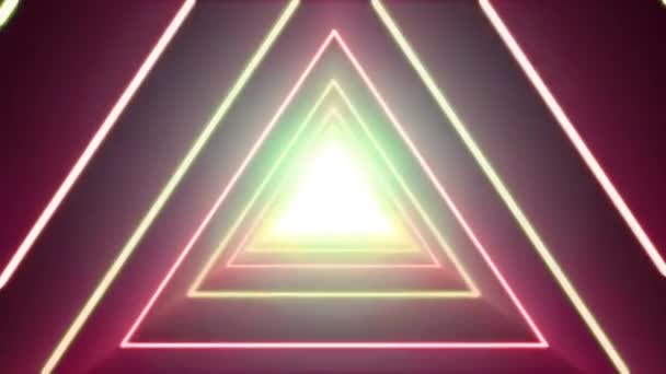 ネオンストックビデオで抽象的な背景ループ光沢のある三角形 — ストック動画