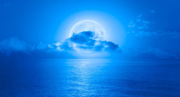 Night Sky Moon Clouds Elements Image Furnished Nasa — Stock Photo, Image