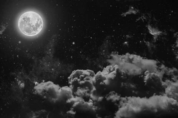 Φόντο Νυχτερινός Ουρανός Αστέρια Και Φεγγάρι Και Σύννεφα Στοιχεία Αυτής — Φωτογραφία Αρχείου