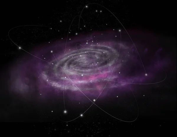 Czarna Dziura Mgławicą Nad Kolorowymi Gwiazdami Polami Chmur Przestrzeni Kosmicznej — Zdjęcie stockowe
