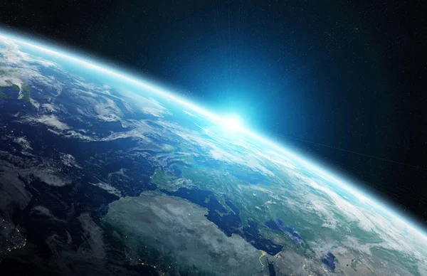 Видом Блакитний Планети Земля Просторі Атмосферу Європи Континенту Рендерінг Елементів — стокове фото