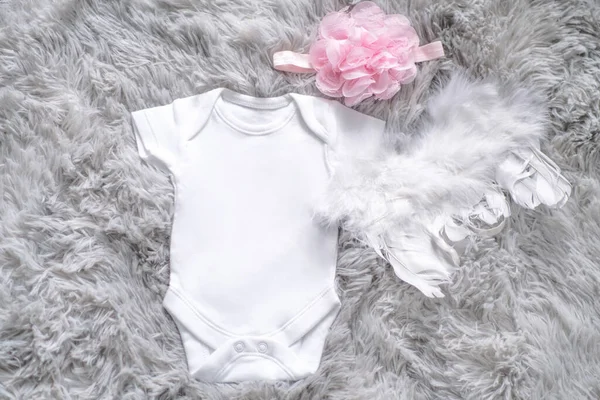 Branco Branco Branco Bebê Bodysuits Simular Até Recém Nascido Bodysuit — Fotografia de Stock