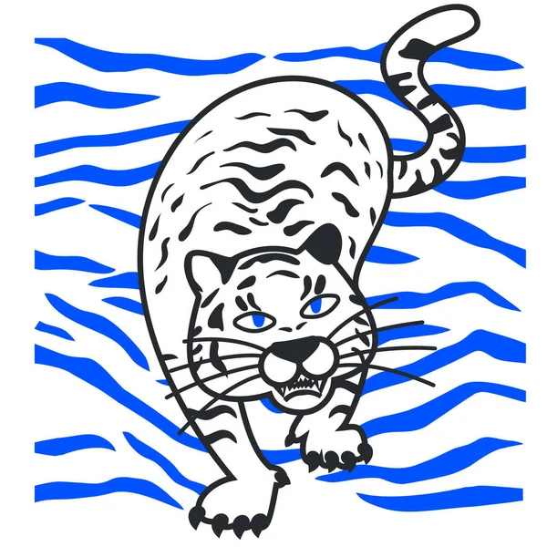 Vektor Illustration Des Wassertigers Das Symbol Des Neuen Jahres Für — Stockvektor