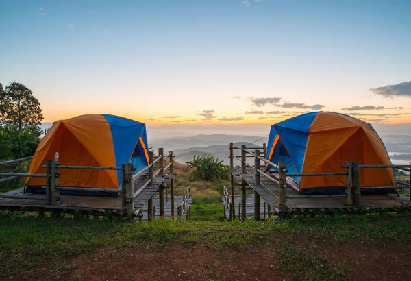 Tienda Campaña Cima Montaña Doi Sango Ngo Distrito Chiang Saen — Foto de Stock