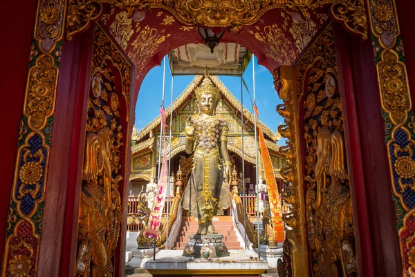 Bellissimo Cancello Ingresso Wat Ming Muang Tempio Iconico Stile Tradizionale — Foto Stock