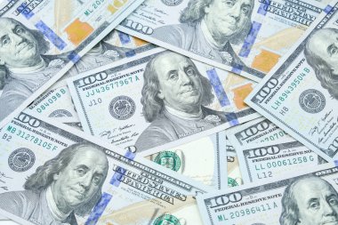 100 dolarlık banknot deseni. Amerika Birleşik Devletleri 'nin resmi para birimi.