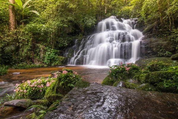 Beautiful Landscape Mun Daeng Waterfalls Rainforest Phu Hin Rong Kla — Foto de Stock