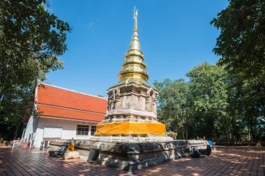 View of Wat Phra That Chom Kitti an ancient pagoda in Chiang Saen district of Chiang Rai province of Thailand.