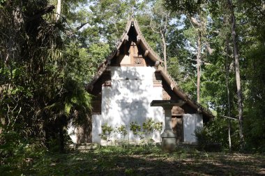 Wat Don Sak the hidden temple with an iconic wood craving door in Ayutthaya period located in Laplae district of Uttaradit province, Thailand.