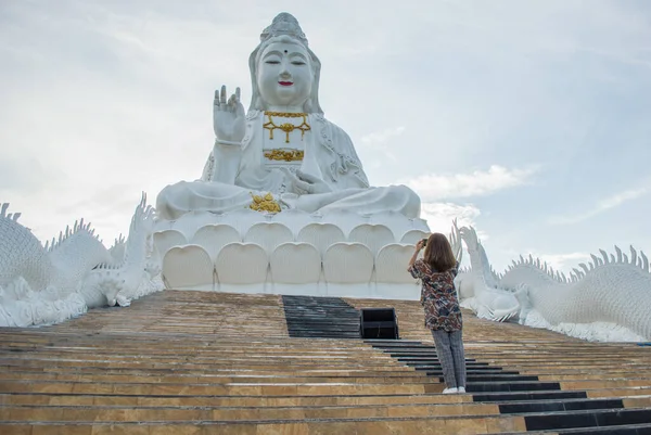 Ázsiai Fényképez Egy Nagy Istennő Szobor Nevű Guanyin Wat Huay — Stock Fotó