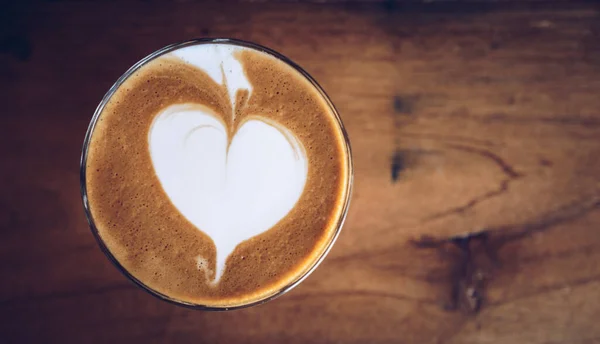 Close Cup Coffee Latte Heart Shape Surface Barista Skills Latte — Stock Photo, Image