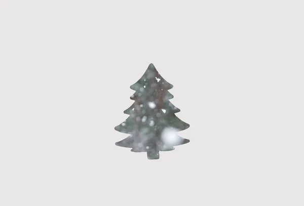 灰色の背景に形成された紙の抽象的なクリスマスツリーに焦点を当てます アートクリスマスツリー紙カットデザインヴィンテージカード 抽象的 ホワイト スポット 集中できない — ストック写真