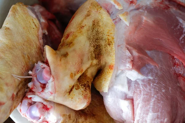 Desenfoque Textura Fondo Sabrosa Carne Fresca Cerdo Grande Carne Vacuno — Foto de Stock