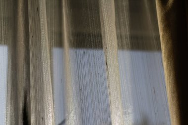 Odadaki pencereden gelen Defocus rüzgarı. Pencerenin yanında beyaz tül sallıyordu. Sabah güneşi odayı aydınlatıyor. Koyu. Odaklanamıyorum.