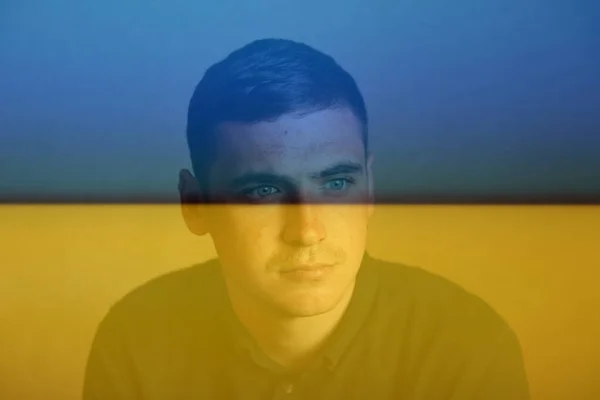 Defocus Portrait Young Ukrainian Man Mental Health Young Man Sad — стоковое фото