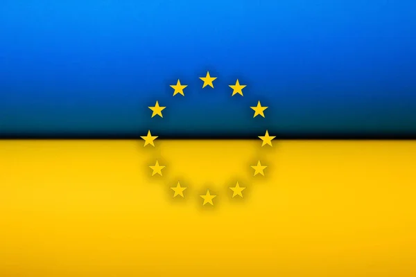 Defokus Evropská Unie Ukrajina Podpora Pomoc Ukrajině Den Nezávislosti Ústavy — Stock fotografie
