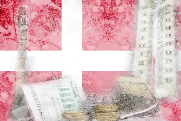 Defokus Energikris Europa Koncept Ökning Kostnaderna För Gasräkningen Danmarks Flagga — Stockfoto