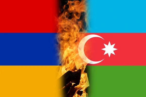 Desenfoque Guerra Conflicto Entre Armenia Azerbaiyán Por Nagorno Karabaj Detengamos — Foto de Stock