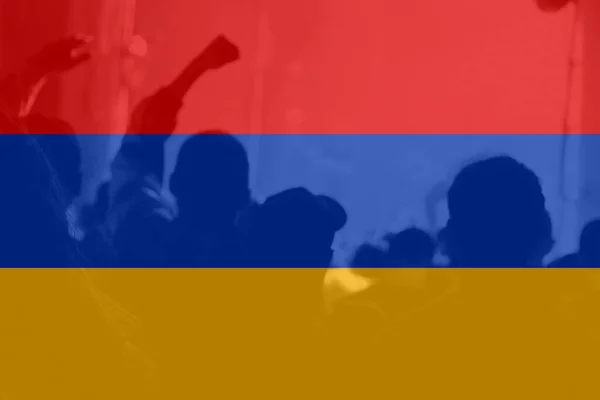 Defocus Protesterar Mot Armenien Konfliktkrig Mellan Armenien Och Azerbajdzjan Nagorno — Stockfoto