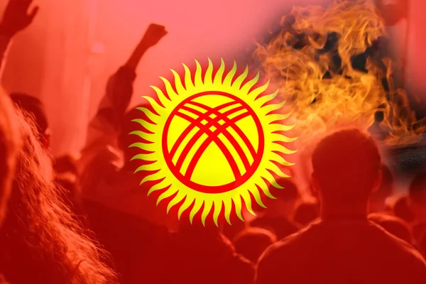 Protesto Defocus Quirguizistão Guerra Conflito Entre Quirguizistão Tajiquistão Através Fronteira — Fotografia de Stock