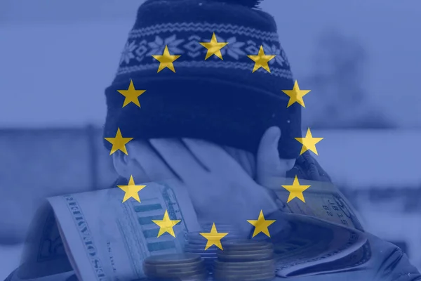 Defocus Man Gömmer Ansiktet Ökning Kostnaderna För Gasräkningen Europeiska Unionens — Stockfoto