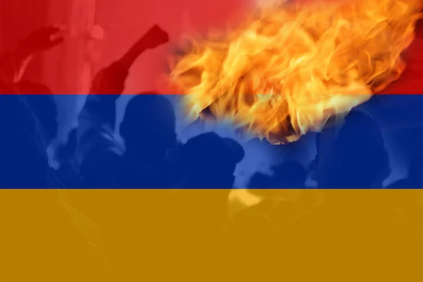 Defocus Protestar Contra Uma Armênia Guerra Conflito Entre Armênia Azerbaijão — Fotografia de Stock