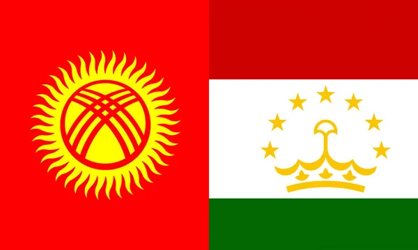 Desenfoque Conflicto Kirguistán Tayikistán Guerra Entre Kirguistán Tayikistán Tejido Bandera — Foto de Stock