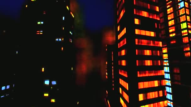 Obchodní čtvrti v noci — Stock video