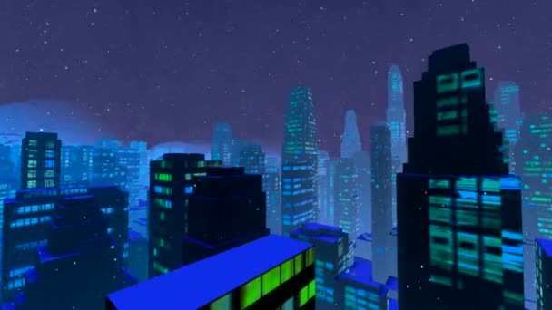 Quartier des affaires la nuit — Video