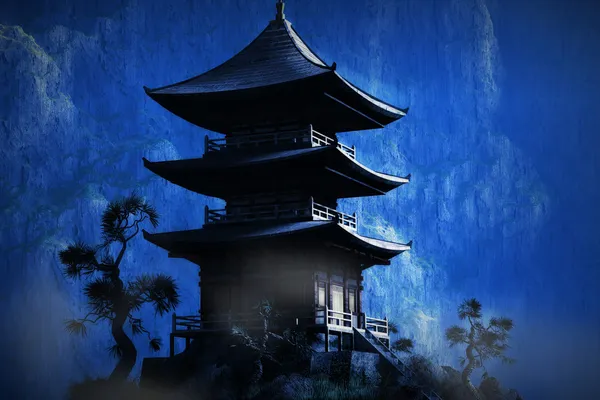 Temple bouddhiste zen dans les montagnes — Photo