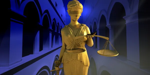 Themis in court — Stock Photo, Image