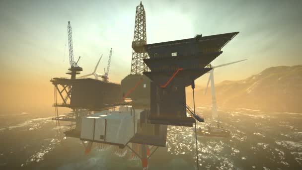 Plate-forme de forage pétrolier et éoliennes off shore 