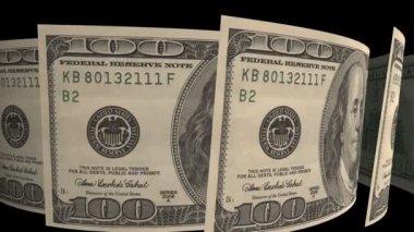 Siyah arka planda izole edilmiş dolar banknotları.