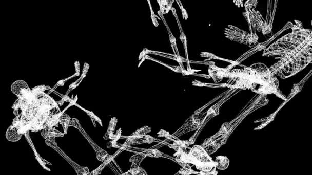 Flying human skeletons — Stock Video