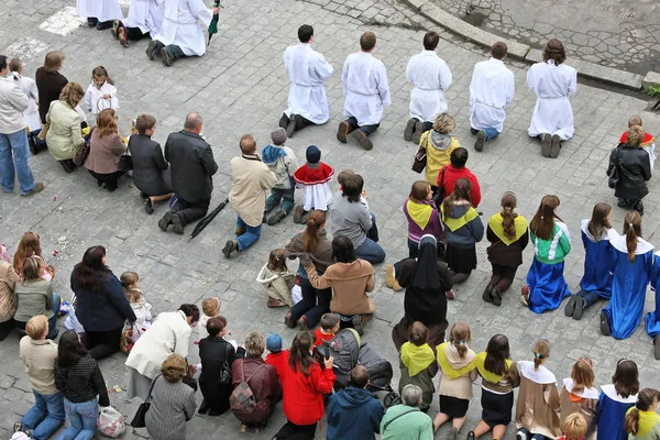 Religieuze processie in wroclaw, Polen — Stockfoto