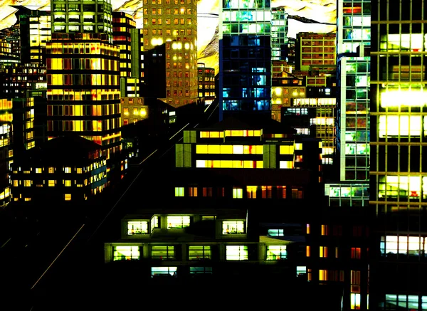 Geschäftsviertel bei Nacht — Stockfoto