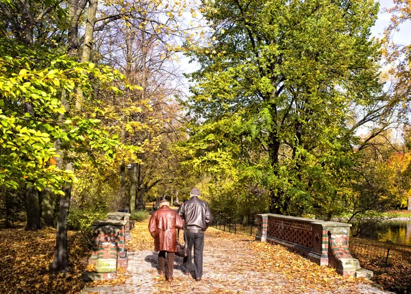 Para seniorów w parku — Zdjęcie stockowe