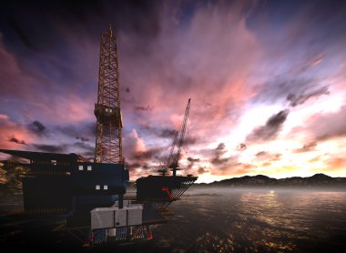 Oil rig platform clipart