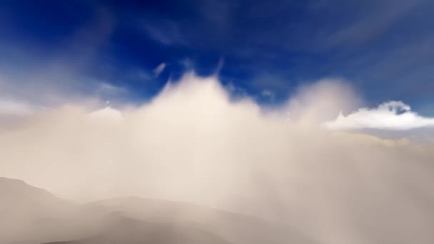 Flying through cumulus clouds on aeroplane — Stock Video