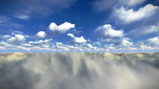 Летят сквозь кучевые облака на самолёте — стоковое видео