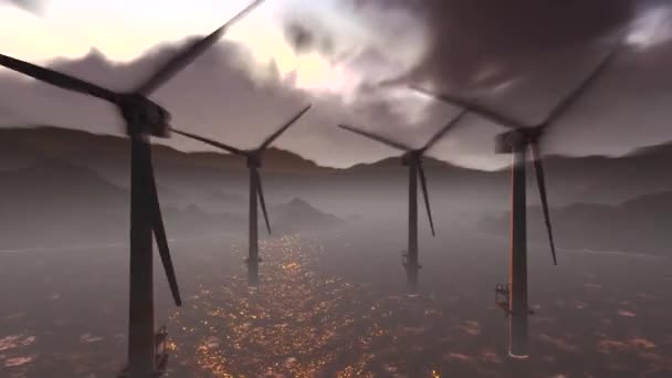 Оффшорные ветряные турбины — стоковое видео