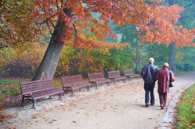 Parktaki yaşlı çift.