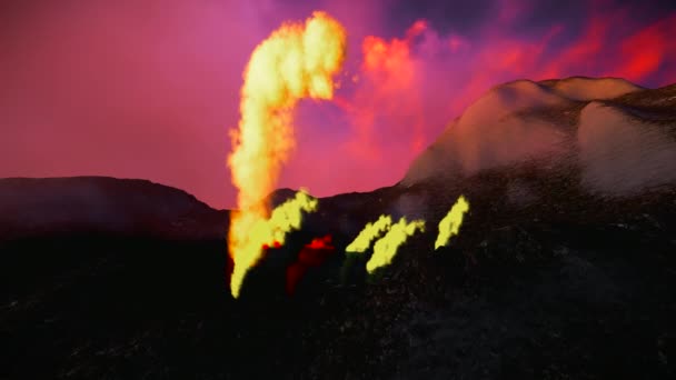 Awesome volcanic eruption on the island — Stock Video