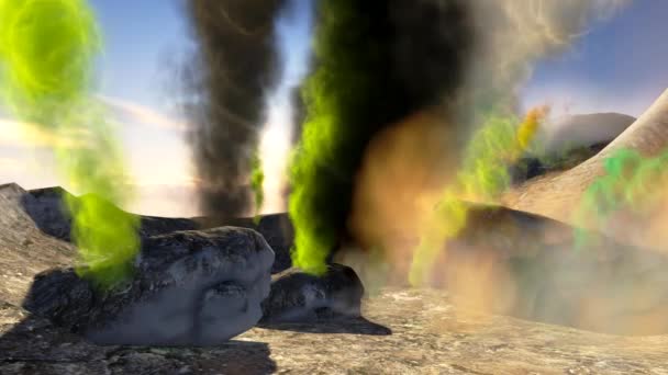 Awesome vulkanische uitbarsting op het eiland — Stockvideo