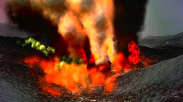 Awesome vulkanische uitbarsting op het eiland — Stockvideo