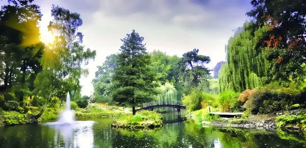 日本の庭を橋します。 ロイヤリティフリーのストック画像