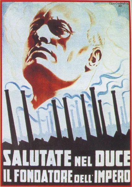 Benito mussolini weergegeven op nazi-poster — Stockfoto