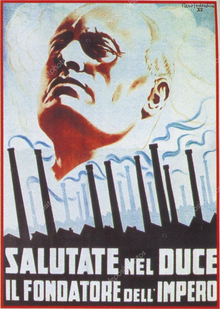Italian Ww2 Propaganda Posters Benito Mussolini Shown On Nazi